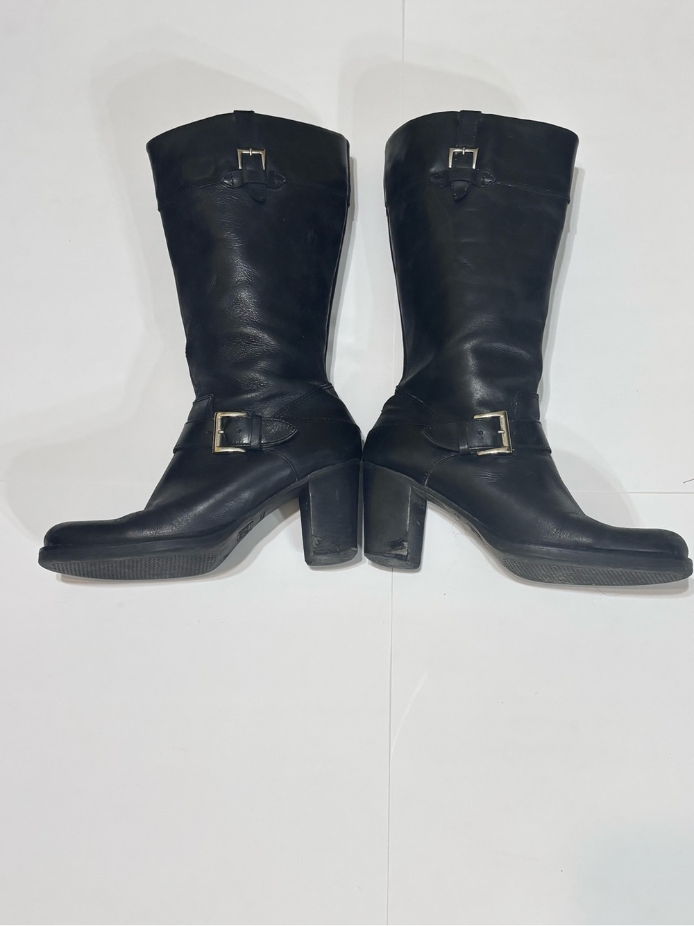 MIA Black Mid-Calf Leather Heeled Boots - Classic Women's Fashion